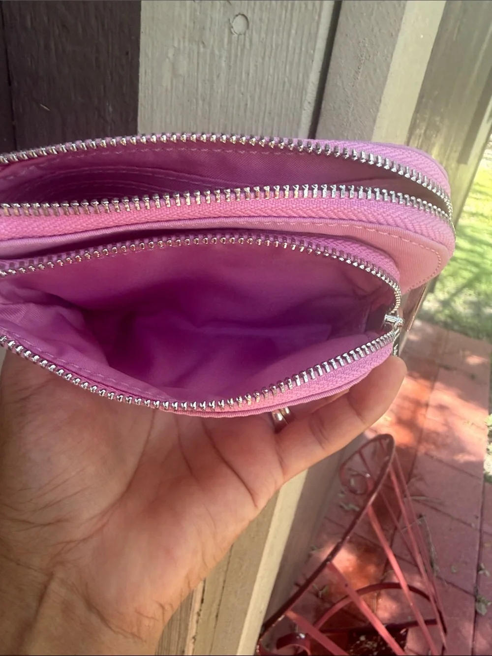 lululemon pastel pink keyring pouch